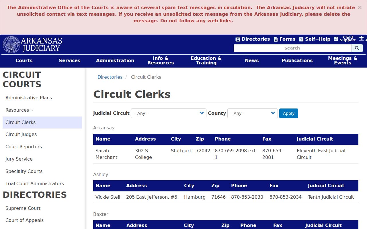 Union County court docket Circuit Clerk directory