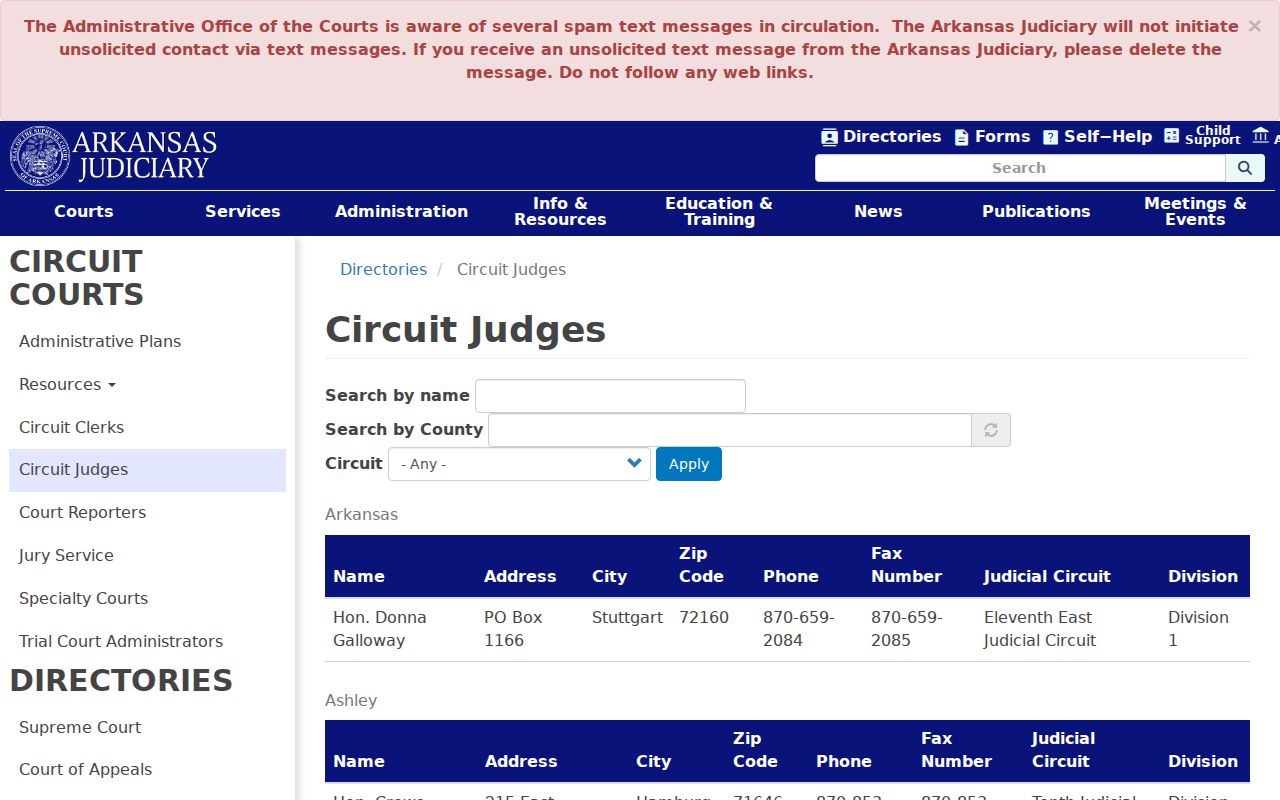 Union County court docket circuit judge directory