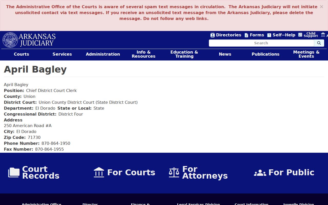 Union County court docket chief District Clerk profile