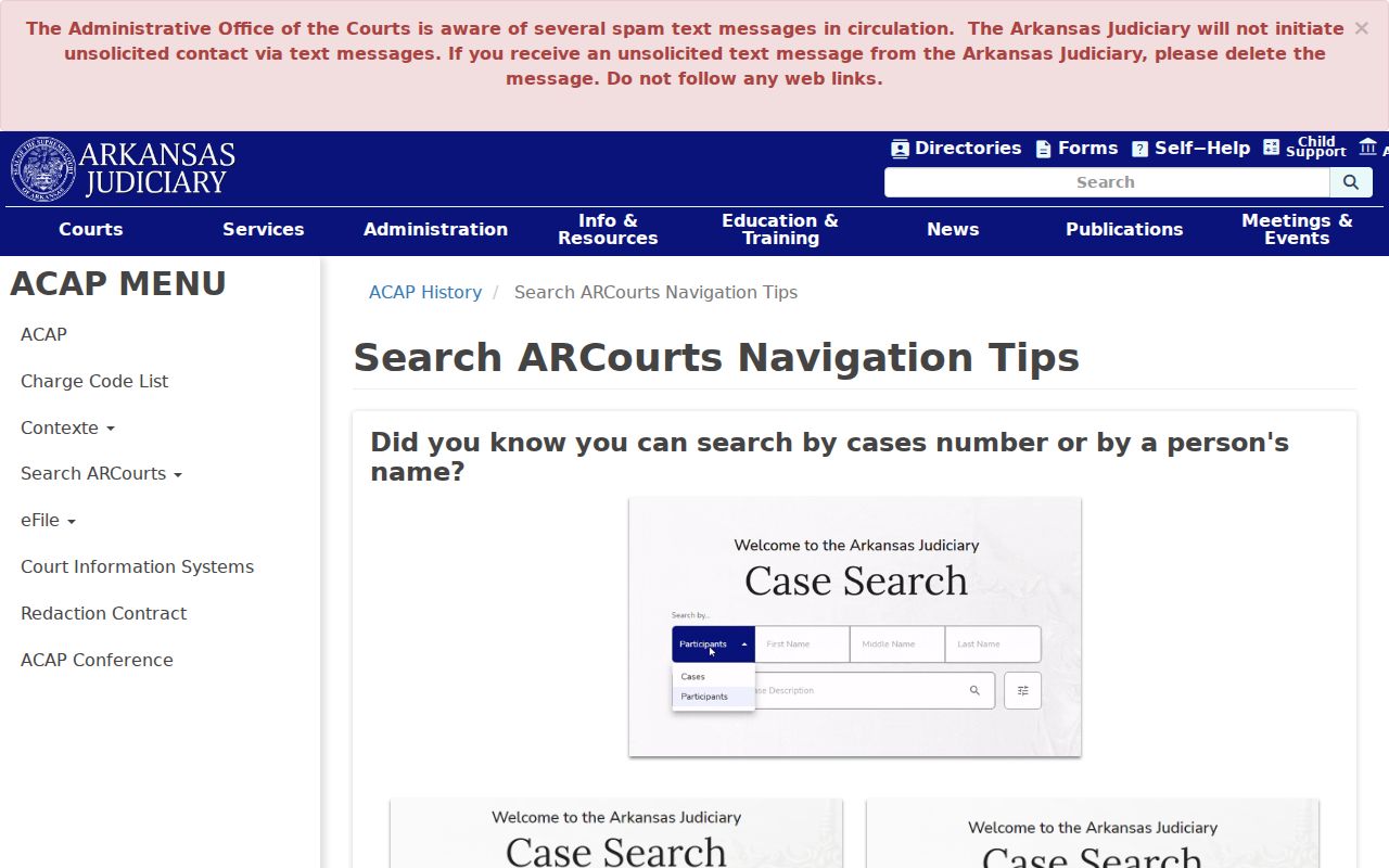 Union County court calendar Search ARCourts navigation tips