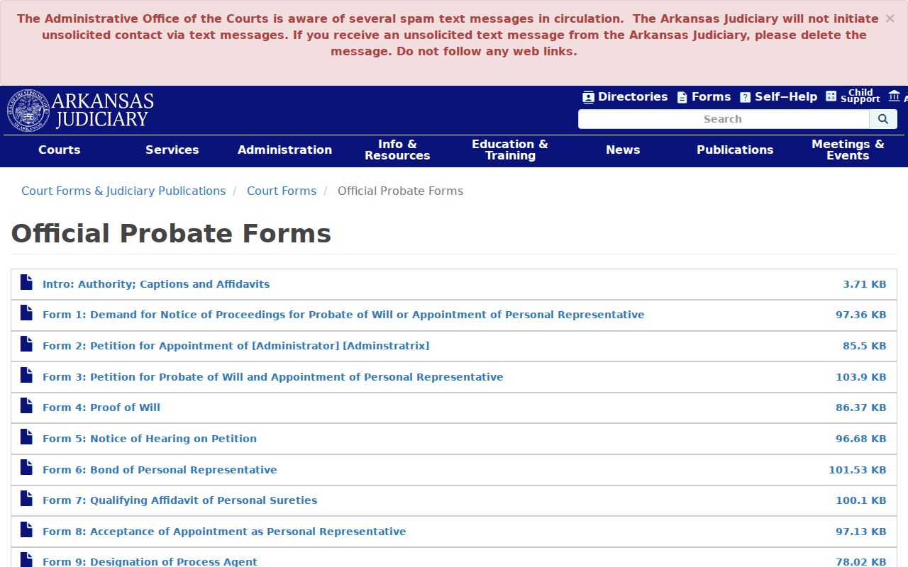 Union County civil probate docket and official Arkansas probate forms