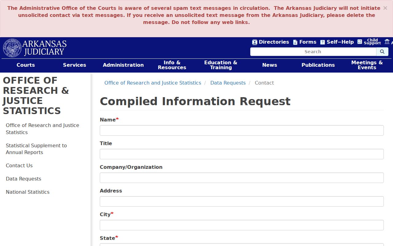 Union County court records and Arkansas compiled information request form