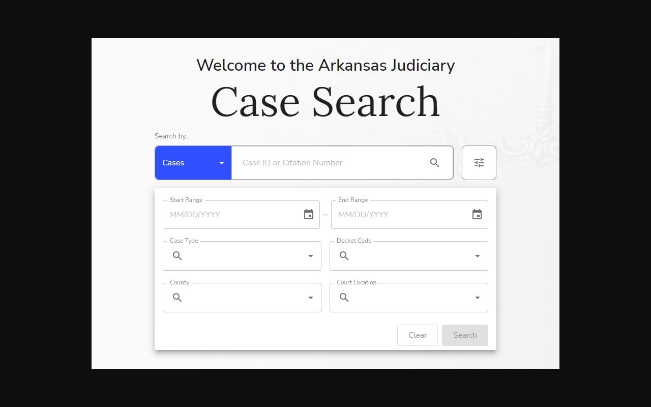 Union County docket search advanced case fields